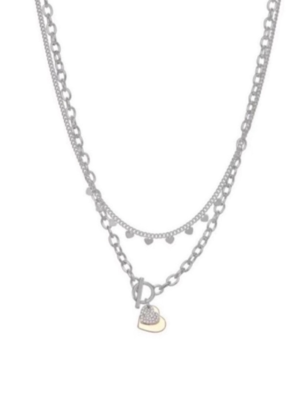 Two Tone Layered Heart Necklace